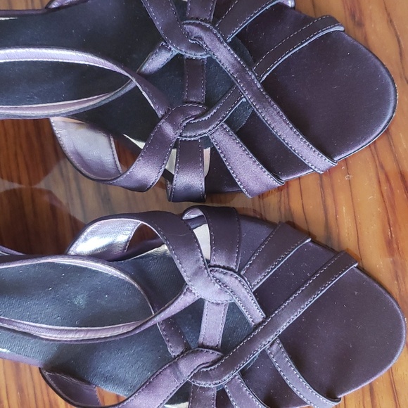 Antonio Melanie Wedge Platform Satin Sandal Purple Strappy Open Toe Shoe Sz 10M - Picture 9 of 14